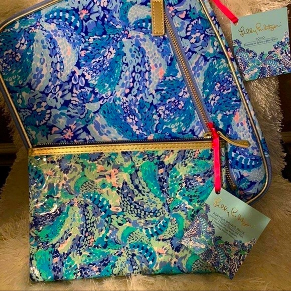 LILLY PULITZER GIFT MATCHING LARGE GIFT SET PRINTED STORAGE BOX W/ EARRINGS ETC - Picture 10 of 11